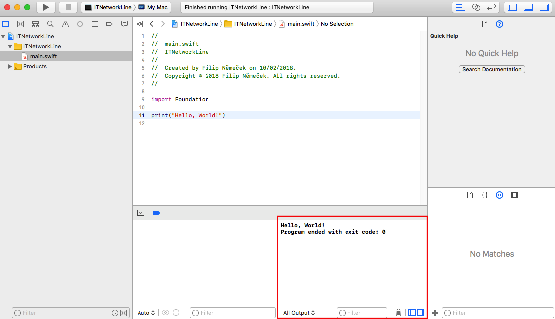Xcode hello world program for Swift - Swift Basic Constructs
